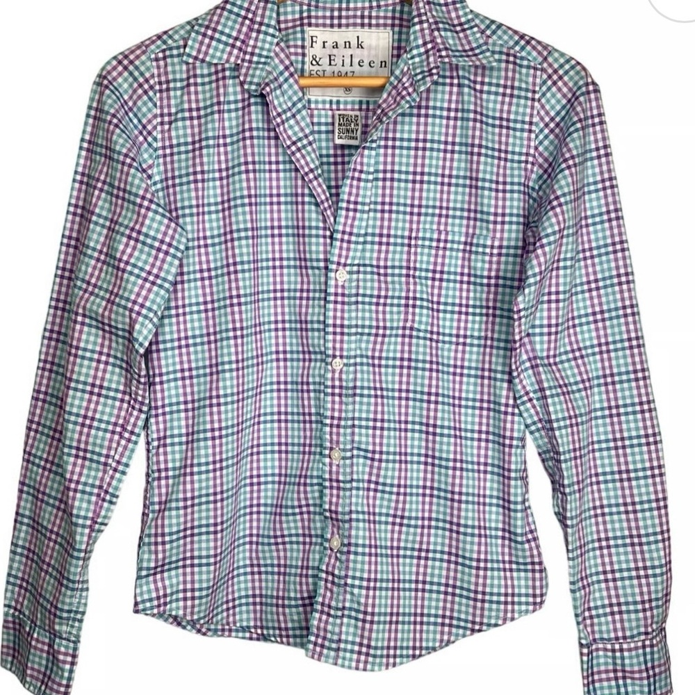 Frank & Eileen Barry Women’s Large Multicolor Checkered Shirt EUC 100% Cotten - Picture 2 of 11